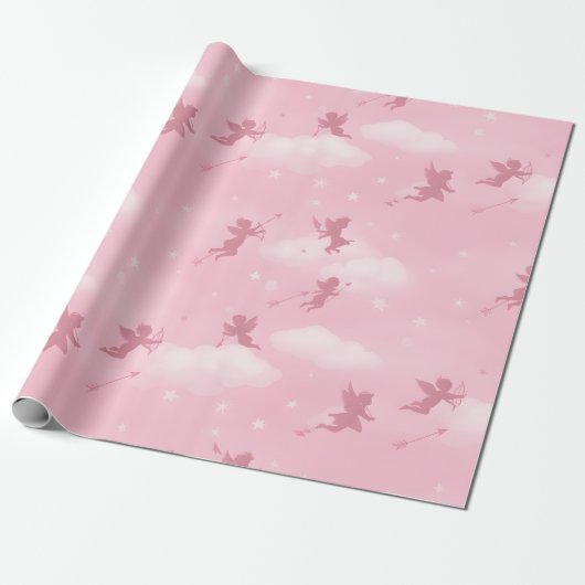 Romantisch pijl- en wolkenpatroon cadeaupapier (Uitgerold)