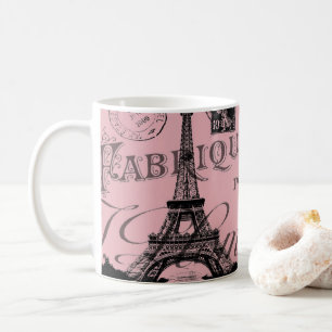 romantisch pink french vintage paris eiffel tower koffiemok
