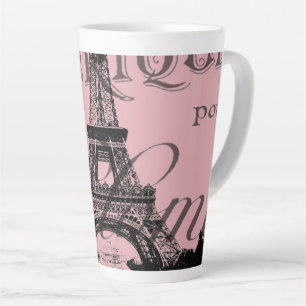 romantisch pink french vintage paris eiffel tower latte mok