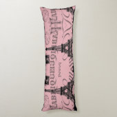 romantisch pink french vintage paris eiffel tower lichaamskussen (Achterkant (Verticaal))