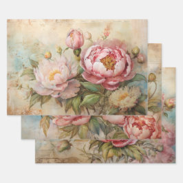 ROMANTISCH  PIOEN DECOUPAGE DECORATIEF PAPIER INPAKPAPIER VEL