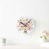 Romantisch pioenboeket met diamanten ring ronde klok (Huis)