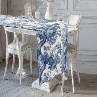 Romantisch poeder Frans blauw toile vintage bloemm Medium Tafelloper