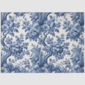 Romantisch poederblauw Frans toile vintage bloemmo Tissuepapier (Voorkant)