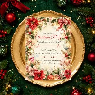 Romantisch Poinsettia Kerstfeest Kaart