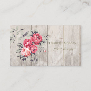 Romantisch Professioneel ,Bloemen,Hout Textuur Visitekaartje
