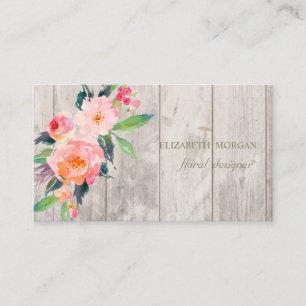 Romantisch Professioneel ,Bloemen,Hout Textuur Visitekaartje