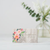Romantisch Professioneel ,Bloemen,Hout Textuur Visitekaartje (Staand voorkant)