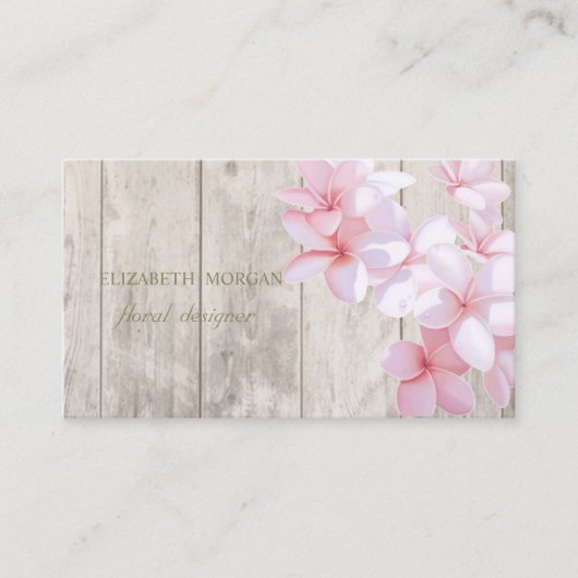Romantisch Professioneel ,Bloemen,Hout Textuur Visitekaartje (Voorkant)