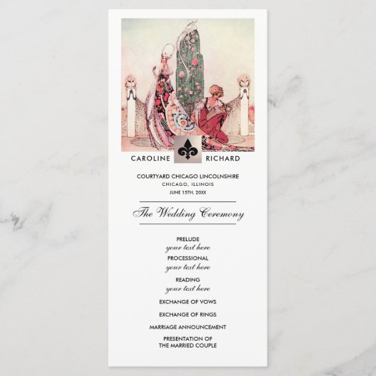 Romantisch programma voor aangepaste bruiloft programmakaart (Voorkant)