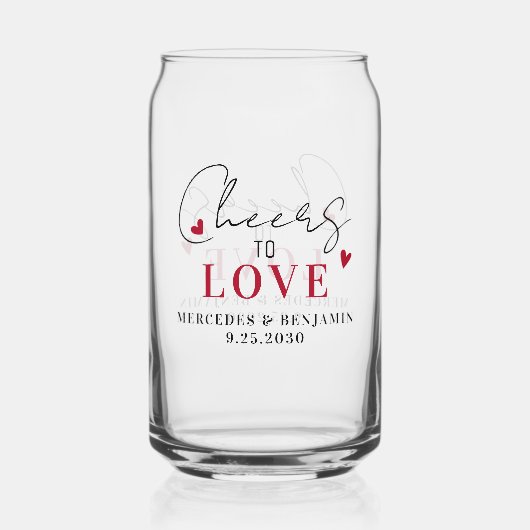 Romantisch Proost van moderne elegante bruiloft Blikvorm Glas (Voorkant)