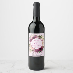 Romantisch Pruim Bourgondië, Blush Roze Persoonlij Wijn Etiket