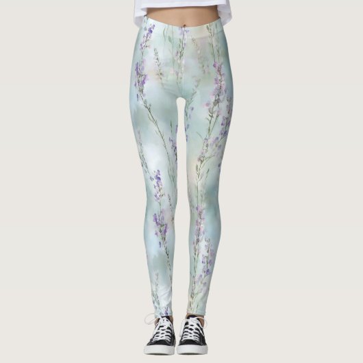 Romantisch  Purple Flowers Vrijgezellenfeest Leggings (Voorkant)