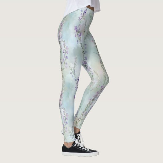 Romantisch  Purple Flowers Vrijgezellenfeest Leggings (Rechts)