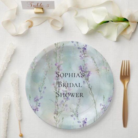 Romantisch Purple Flowers Vrijgezellenfeest Papieren Bordje (Huwelijk)