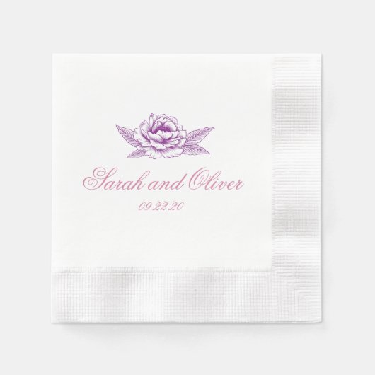 Romantisch Purple Pur Wedding Floral Servet (Voorkant)