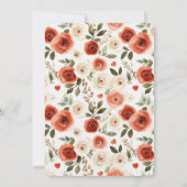 Romantisch Red Cream Floral Vrijgezellenfeest Kaart (Achterkant)