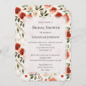 Romantisch Red Cream Floral Vrijgezellenfeest Kaart (Voorkant / Achterkant)