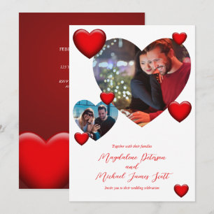 Romantisch Red Heart Paar Fotocollage Trouwen Kaart