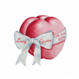 romantisch red love heart and white ribbon bow fotobeeldje magneet