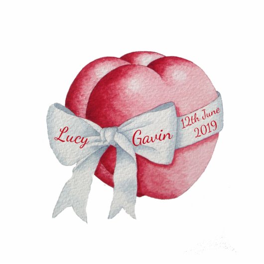 romantisch red love heart and white ribbon bow fotobeeldje magneet (Voorkant)