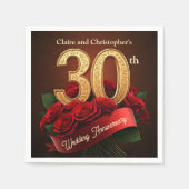 Romantisch Red Roses Gold 30ste bruiloft Jubileum Servet (Voorkant)
