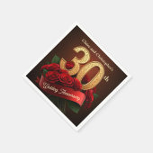 Romantisch Red Roses Gold 30ste bruiloft Jubileum Servet (Hoek)