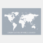 Romantisch reisthema Paspoortstempel Blauw Inpakpapier Vel (Voorkant 3)