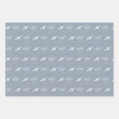 Romantisch reisthema Paspoortstempel Blauw Inpakpapier Vel (Voorkant 2)