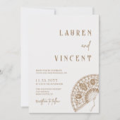 Romantisch Rich Classic  Hand Fan Wedding Kaart (Voorkant)