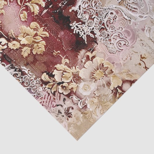 Romantisch Rococo Dusty Roos Antiek Tissuepapier (Detail)