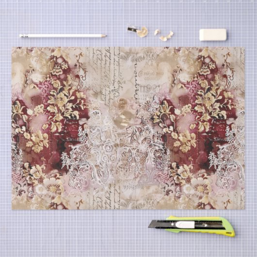 Romantisch Rococo Dusty Roos Antiek Tissuepapier (Craft)