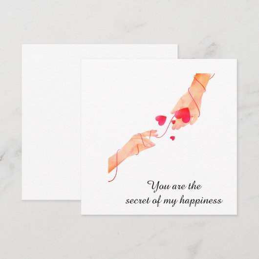 "Romantisch rode draad van het lot handen & harten Kaart (Voorkant / Achterkant)