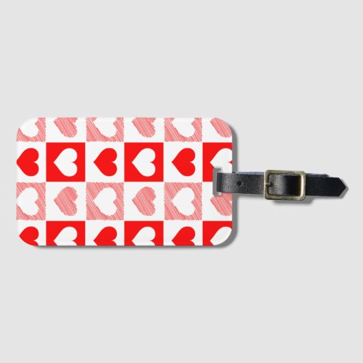 Romantisch rode en roze patroon reisaccessoire bagagelabel (Voorkant (horizontaal))