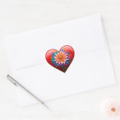 Romantisch Rode Hart Met Bloemig Centrum Sticker (Envelop)
