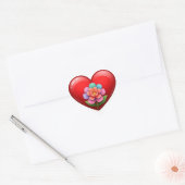 Romantisch Rode Hart Met Bloemig Centrum Sticker (Envelop)