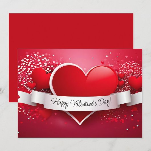 Romantisch rode hart "Prettige Valentijnsdag" Feestdagenkaart (Voorkant / Achterkant)