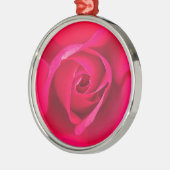 Romantisch rode roze roos v2 metalen ornament (Links)