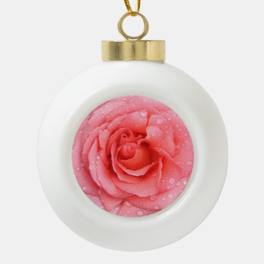 Romantisch Rode Roze Waterdruppels Keramische Bal Ornament (Voorkant)