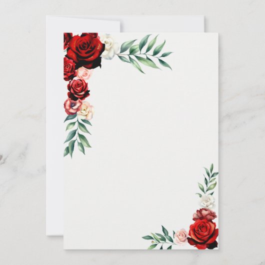 Romantisch Rode Rozen Boho Bloemen Lijst Vrijgezel Kaart (Achterkant)