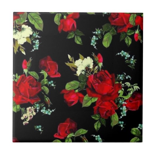 Romantisch. Rode rozen. Tegeltje (Voorkant)