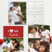 Romantisch Rood 5 foto Ik hou van je Valentijnsdag Kaart