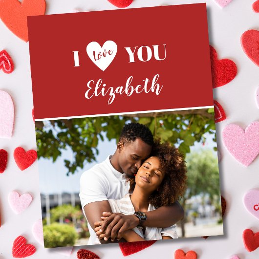 Romantisch Rood 5 foto Ik hou van je Valentijnsdag Kaart