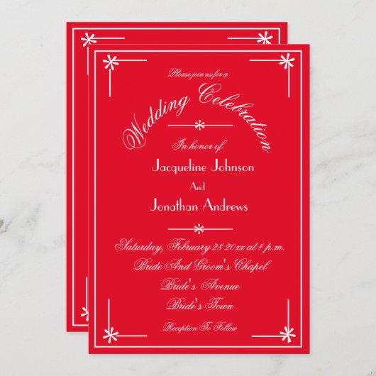 Romantisch Rood Alles In Een RSVP E-mail Website B Kaart (Voorkant / Achterkant)