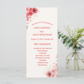 Romantisch rood bloemend huwelijksprogramma (Staand voorkant)