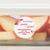 Romantisch rood bloemendecoratie bruiloftsaanspree labels (Aangebracht)
