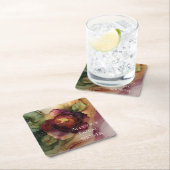 Romantisch rood Bourgondië Roos Gouden Bloemen Huw Kartonnen Onderzetters (Insitu)