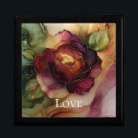 Romantisch rood Bourgondisch Roos Gouden Bloemen Cadeaudoosje<br><div class="desc">Romantisch Roos Rood Bourgondië Goud Bloemen gepersonaliseerde bruiloft of vrijgezellenfeest</div>