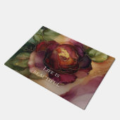 Romantisch rood Bourgondisch Roos Gouden Bloemen Deurmat (Schuin)