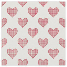 Romantisch Rood Check Gingham Hearts Custom Fabric